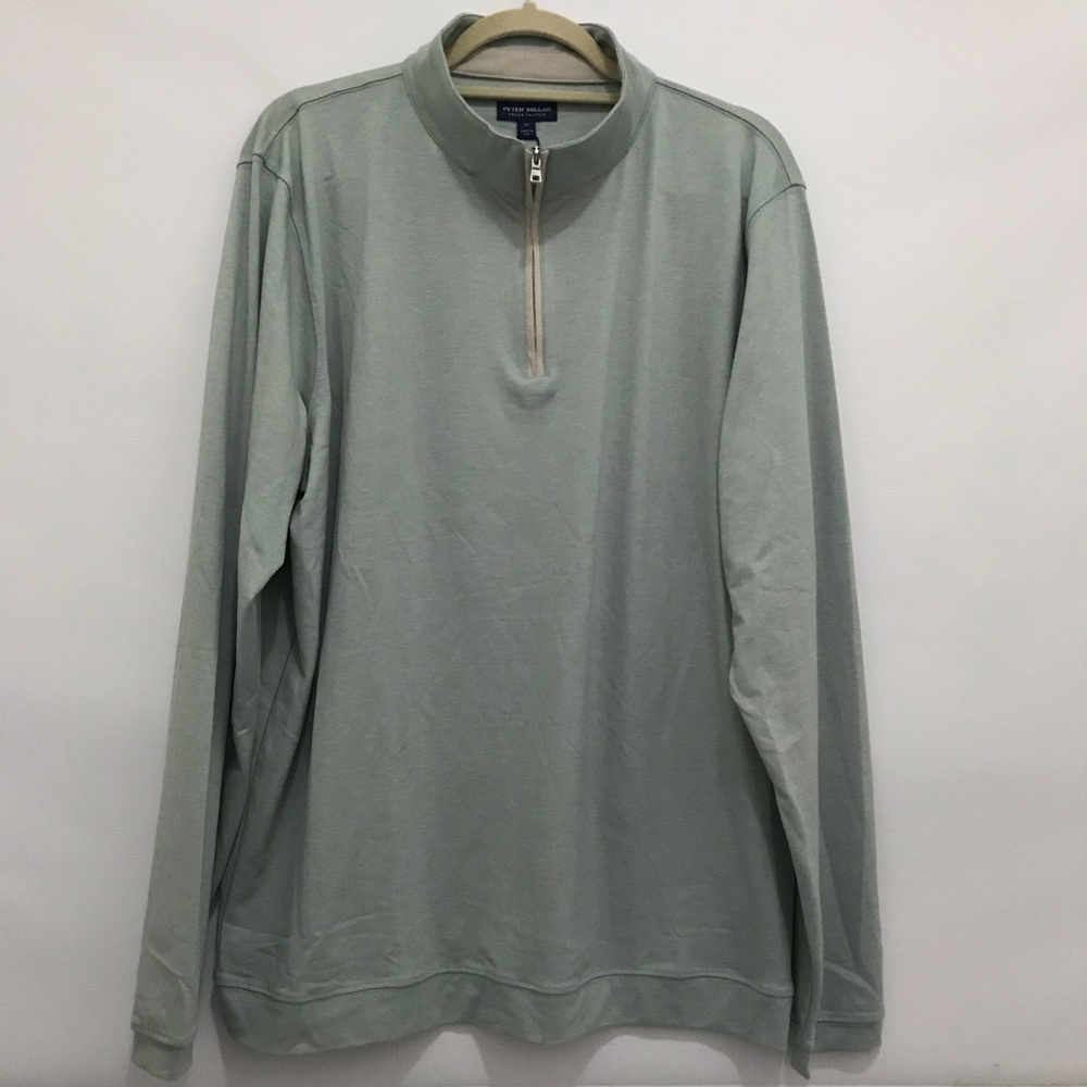 NWT Peter Millar Men's Light Sage Quarter-Zip Sweater Size XL